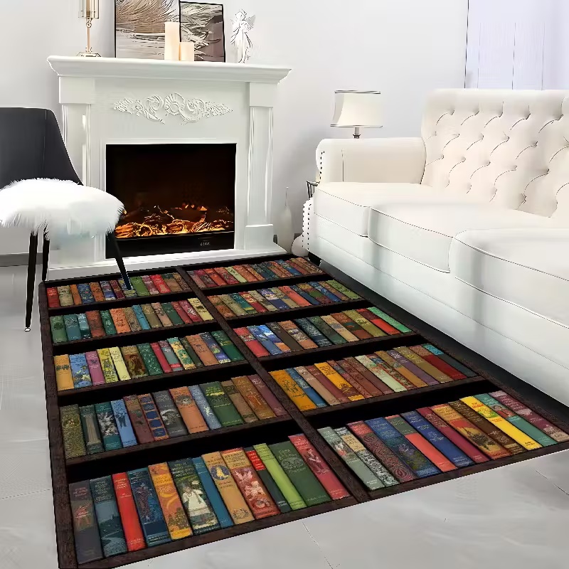 Commercial Printing Books - Bookshelf Area Rug for Teen Study