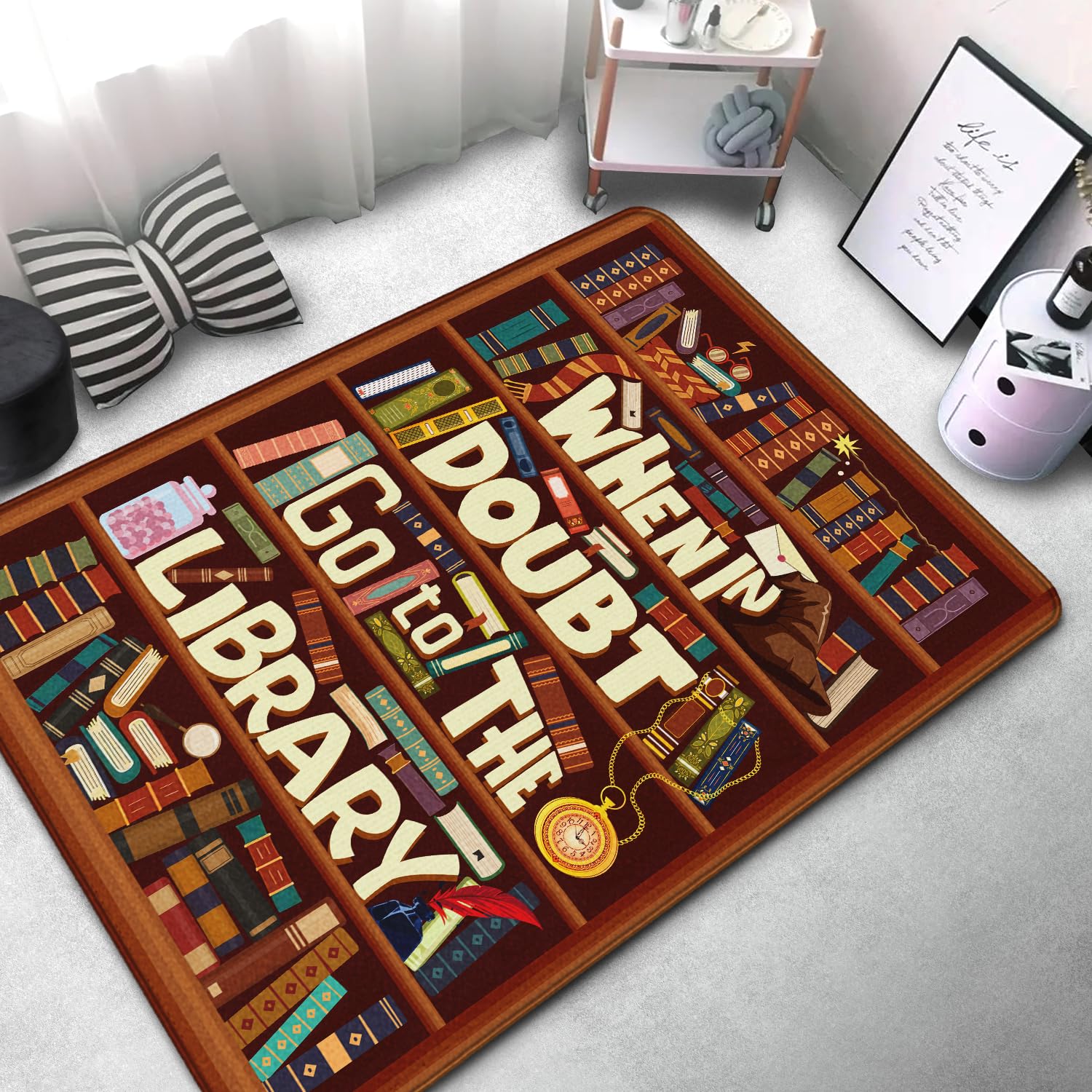 Commercial Printing Books - Bookshelf Area Rug for Teen Study